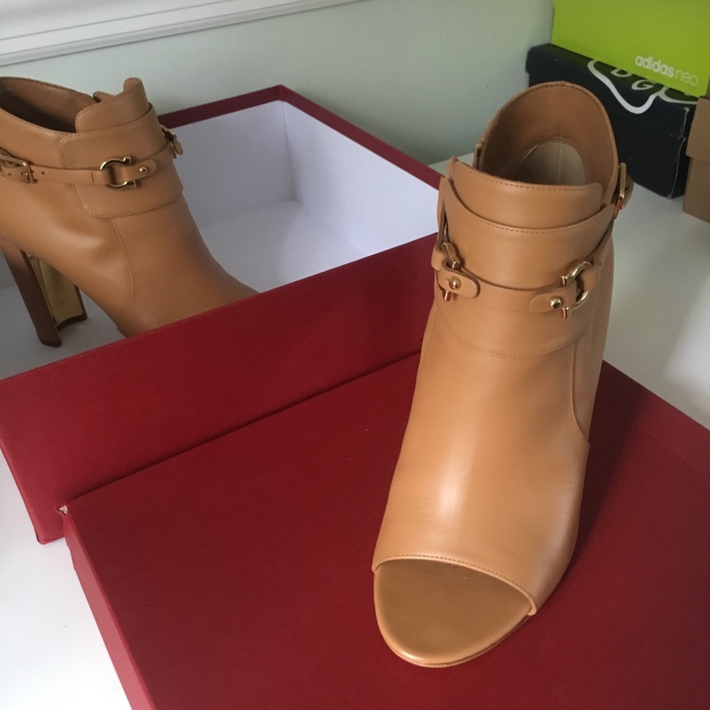 Salvatore Ferragamo Open Toe Boots heal  4in.